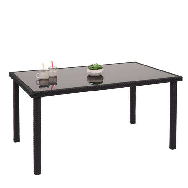 Poly-Rattan Tisch MCW-G19, Gartentisch Balkontisch, 120X75Cm ~ Schwarz-image
