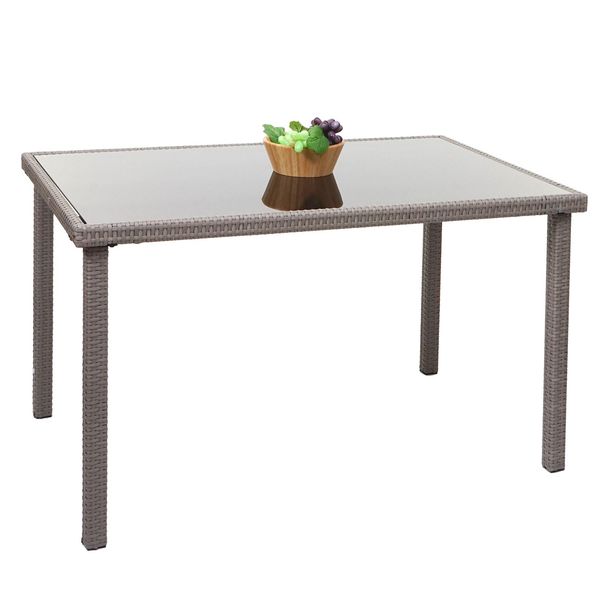 Poly-Rattan Tisch MCW-G19, Gartentisch Balkontisch, 120X75Cm ~ Grau-image