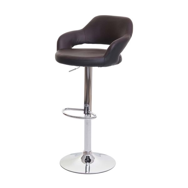 Barhocker MCW-F16, Barstuhl Tresenhocker Drehhocker, Mit Lehne Kunstleder ~ Braun-Schwarz-image