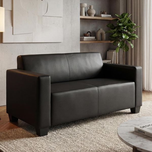Modular 2Er Sofa Couch Moncalieri Loungesofa Kunstleder 136Cm ~ Schwarz-image