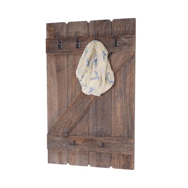 Wandgarderobe MCW-D13, Garderobe Garderobenpaneel, 6 Haken 91X60Cm ~ Shabby-Braun-image