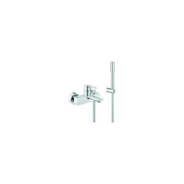 Grohe Wannen-Einhebelmischer Lineare Chrom, Mit Brausegarnitur, Wandmontage (33850001)-image