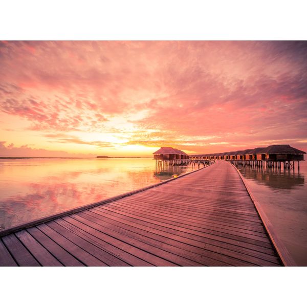 Fototapete Papermoon "Water Bungalows Maldives", Bunt, B:4M L:2,6M, Vlies, Tapeten-image