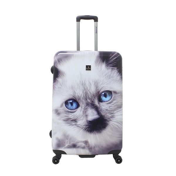 Koffer Saxoline "White Cat", Gr. B/H/T: 51Cm X 78Cm X 28Cm, Bunt (Mehrfarbig), Polyester, Koffer, Mit Niedlichem Katzenmotiv-image