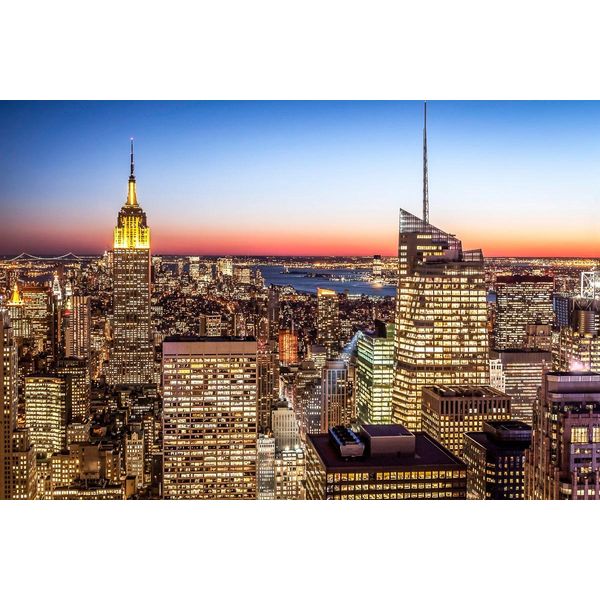 Fototapete Papermoon "New York Bei Nacht", Bunt, B:4M L:2,6M, Vlies, Tapeten-image