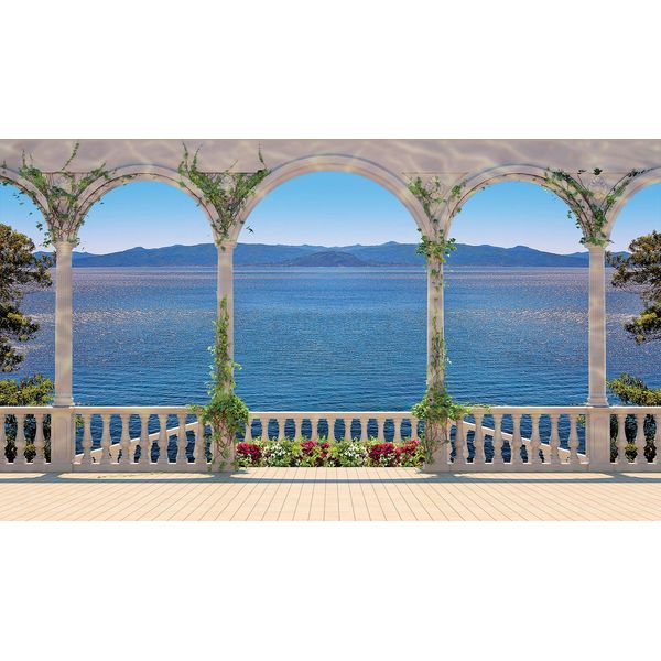 Fototapete Papermoon "Terrace With Colonnade", Bunt, B:4M L:2,6M, Vlies, Tapeten-image