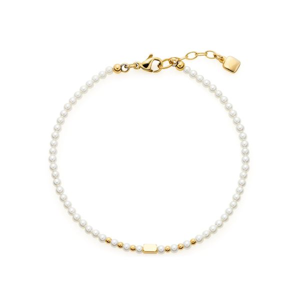 Armband Ciao By Leonardo "Doro", Gold (Gelbgoldfarben, Weiß), ArmbäNder, Damen, 19,5Cm, Edelstahl Perlen, Edelstahl, Perlen, Armband, Mit Perle (Imitiert)-image
