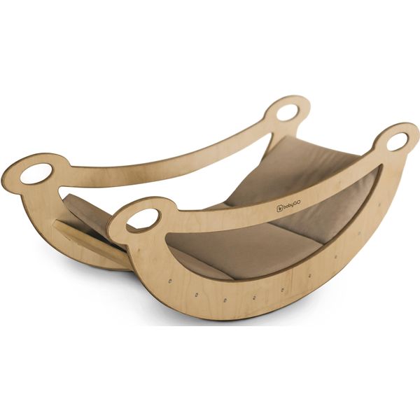 Wippe Babygo "Woodland Bogenwippe, Seesaw Mit Polstereinlage", Braun (Natur Braun), Wippen, Kinderb:110Cm H:41Cm T:30Cm, Made In Europe, B:110Cm H:41Cm T:30Cm-image