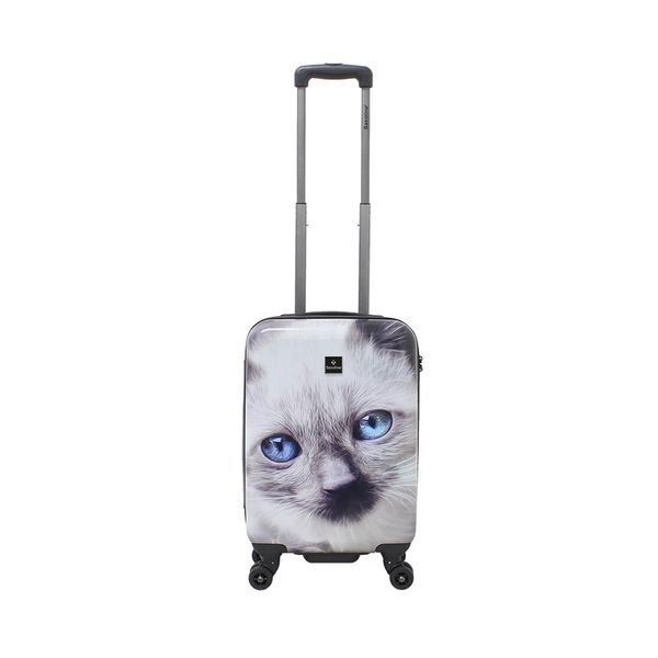 Koffer Saxoline "White Cat", Gr. B/H/T: 35Cm X 54Cm X 20Cm, Schwarz-Weiß (Weiß, Schwarz), Polyester, Koffer, Mit Niedlichem Katzenmotiv-image