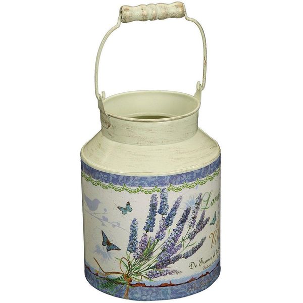 Dekovase Ambiente Haus "Lavendel - Milchkanne", Beige (Creme), B:14Cm H:27Cm T:14Cm Ø:14Cm, Metall, Vasen-image