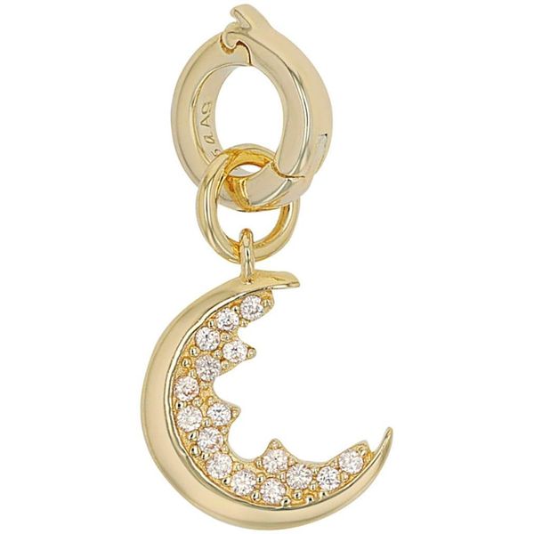 Charm-EinhäNger Amor "Mond", Gold (Gelbgoldfarben, Apricot, Apricot), Charms, Damen, Silber 925 (Sterlingsilber), Mit Zirkonia (Synth.)-image
