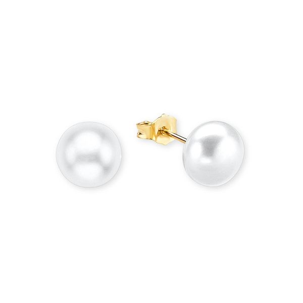 Perlenohrringe Amor "2013434", Gold (Gelbgoldfarben, Weiß), Ohrringe, Damen, 8Mm, Gelbgold 375 Perlen, Gelbgold 375, Perlen, Mit SüßWasserzuchtperle-image