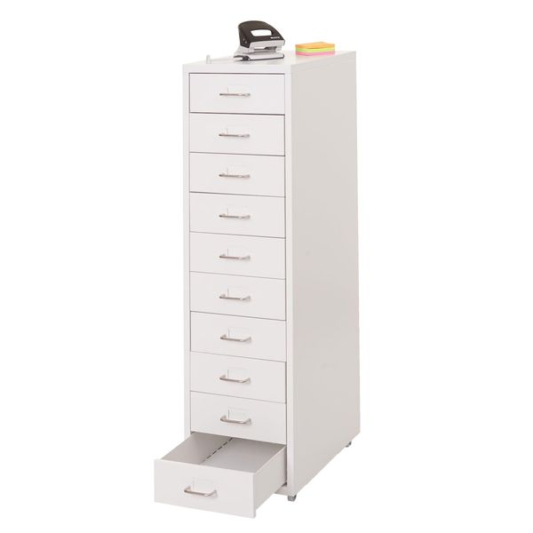 Rollcontainer Preston T851, Schubladenschrank Stahlschrank, 110X28X41Cm 10 Schubladen ~ Weiß-image
