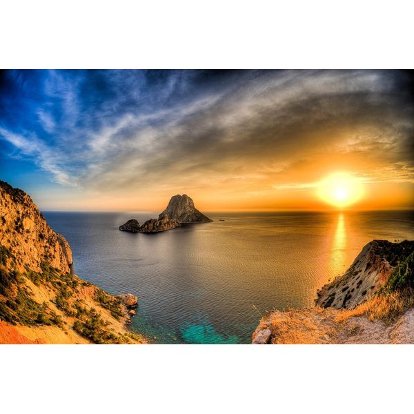 Fototapete Papermoon "Insel Es Vedrá Ibiza", Bunt, B:4,5M L:2,8M, Vlies, Tapeten-image