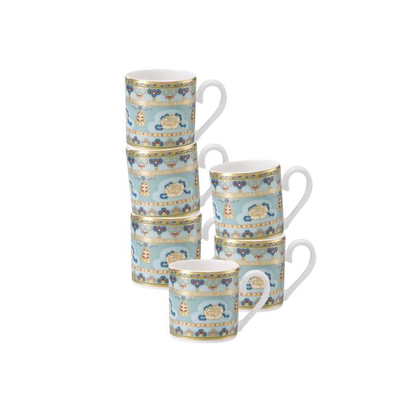 Espressotasse Villeroy & Boch "Espressotassen Samarkand Aquamarin 50 Ml 6Er Set Bunt", Bunt, 6 Tlg., Porzellan, TrinkgefäßE, Espressotasse-image