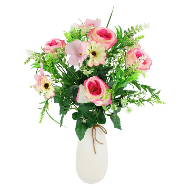 Kunstblume I.Ge.A. "Rosenstrauß In Vase", Rosa (Weiß, Rosa), B:24Cm H:40Cm L:24Cm, Polyester, Kunstpflanzen, KüNstliches Bouquet Strauß Seidenblumen Blume Blumenschmuck Dekoblumen-image