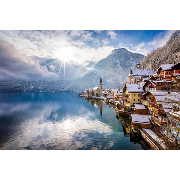 Fototapete Papermoon "Dorf Am Wasser", Bunt, B:4,5M L:2,8M, Vlies, Tapeten-image
