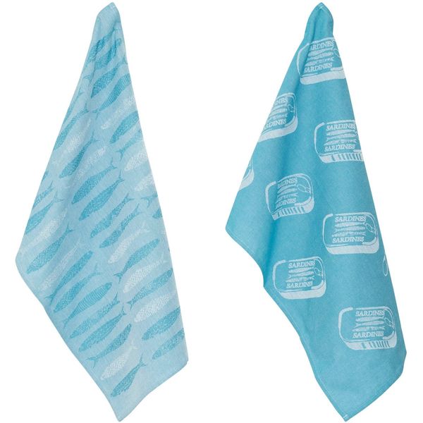 Geschirrtuch Pad "Sardine", Blau (Aqua), B:50Cm H:1Cm L:70Cm, 100% Baumwolle, GeschirrtüCher, Geschirrtuch, 100% Baumwolle, 50X70 Cm-image