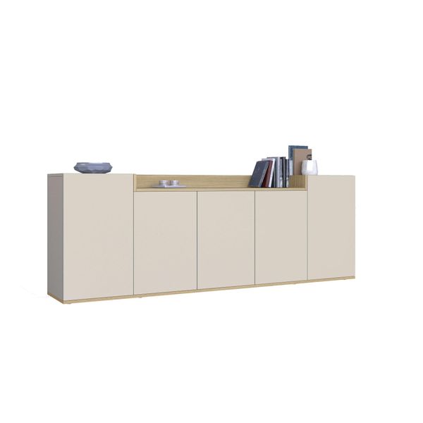 Sideboard Otto Home "Bolsena, Kommode, Schrank,Lowboard Mit 8 FäCher Und Offenes Ablagefach", Beige (Kaschmir, Eiche Chopin Matt), B:200Cm H:71,2Cm T:35Cm, Sideboards, Sideboard, Stehend/HäNgend Montierbar, Made In Italy, B/T/H: 200 × 35 × 71,2 Cm-image
