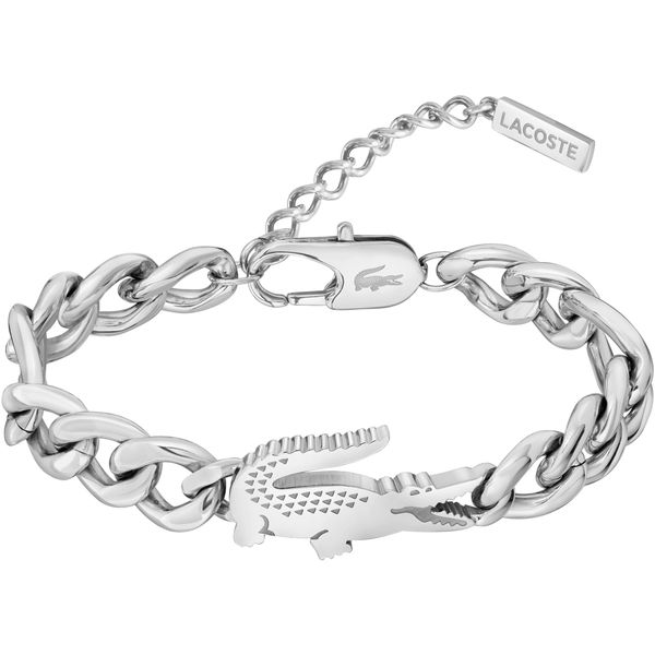 Armkette Lacoste "Crocodile", Silber (Edelstahlfarben), ArmbäNder, Damen, 19Cm, Edelstahl, Armkette-image