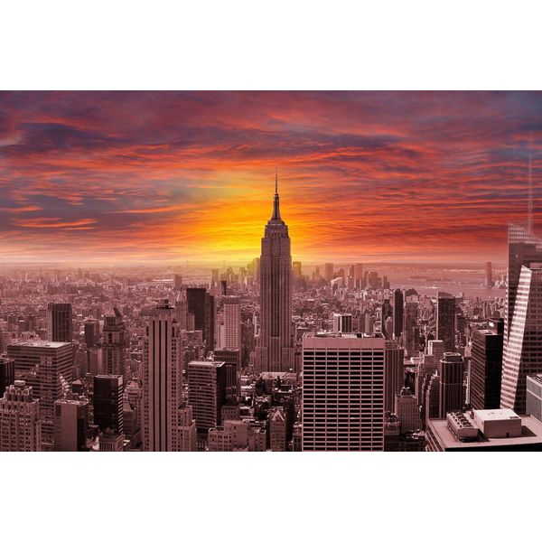 Fototapete Papermoon "New York Bei Sonnenuntergang", Bunt, B:3,5M L:2,6M, Vlies, Tapeten-image