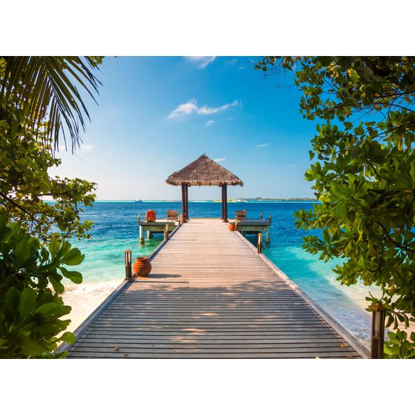 Fototapete Papermoon "Maldives Jetty", Bunt, B:5M L:2,8M, Vlies, Tapeten-image