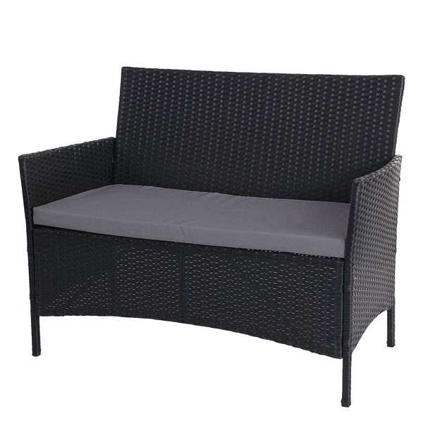 Poly-Rattan Gartenbank Hamar, Sitzbank Bank ~ Anthrazit, Kissen Anthrazit-image