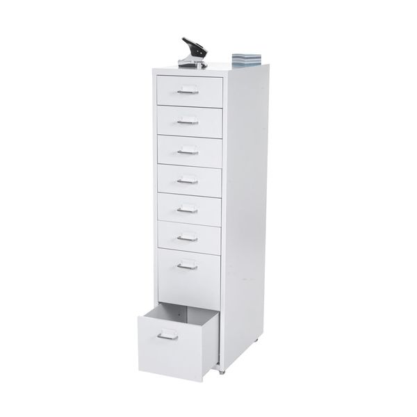 Rollcontainer Preston T851, Schubladenschrank Stahlschrank, 110X28X41Cm 8 Schubladen ~ Weiß-image