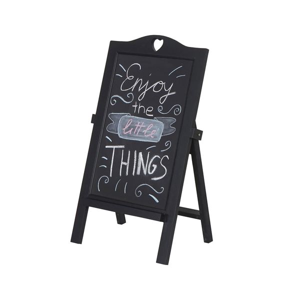 Werbetafel MCW-E51, Aufsteller Kreidetafel Kundenstopper Dekotafel, 66X39X33Cm ~ Schwarz Lackiert-image