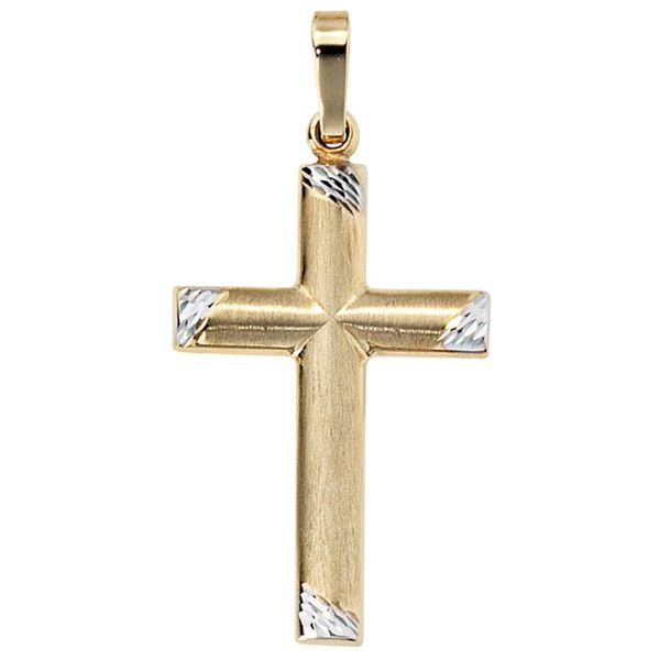 KreuzanhäNger Jobo "AnhäNger Kreuz", Gold (Gelbgold 333), SchmuckanhäNger, Damen, Gelbgold 333, 333 Gold Bicolor-image