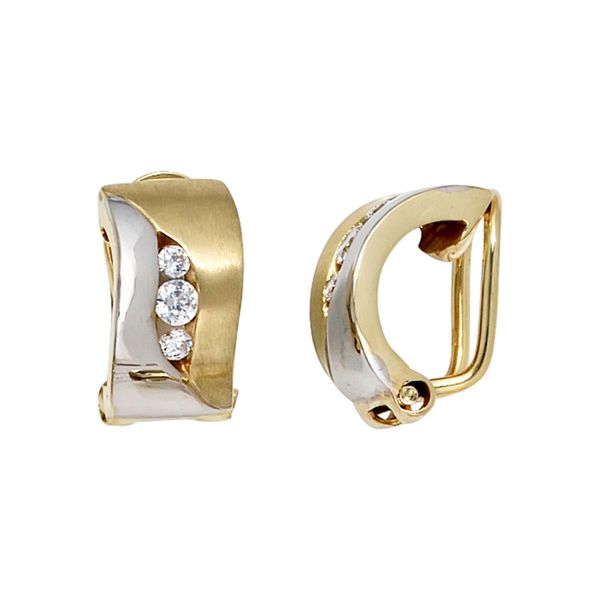 Paar Ohrclips Jobo, Gold (Gelbgold 333), Ohrringe, Damen, Gelbgold 333, 333 Gold Bicolor Mit Zirkonia-image