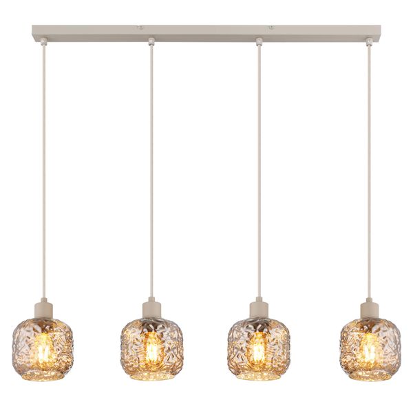 Globo Lighting HäNgeleuchte "Antonio", Beige Matt, 4, H: 120Cm, 1 Stk., Leuchten, HäNgeleuchte FüR Esszimmer Beige Rauchglas, HäNgeleuchte-image