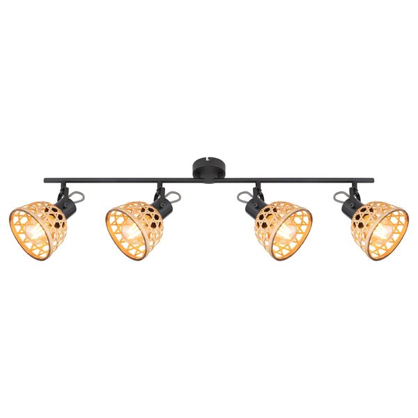 Globo Lighting Deckenspot "Wenna", Schwarz Matt, 4, H: 19Cm, 1 Stk., Leuchten, Deckenstrahler FüR Wohn- & Esszimmer Schwarz Bambus, Deckenspot-image