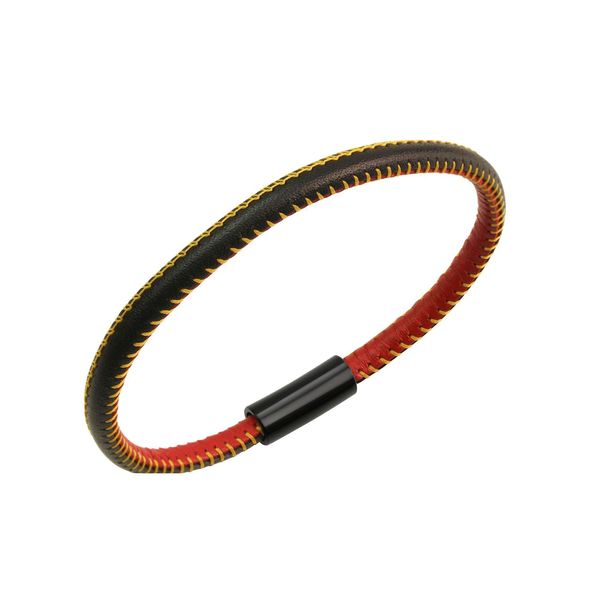 Armband Zeeme "Echt Leder Mit Deutschland-Farben 19Cm", Bunt (Mehrfarbig), ArmbäNder, Damen, 19Cm, Edelstahl, Armband-image