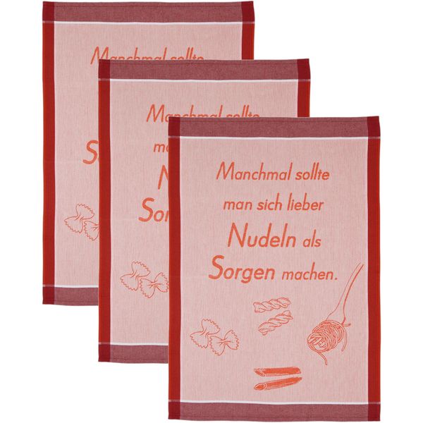 Geschirrtuch Ross "Manchmal Sollte Man Dich Lieber Nudeln Als Sorgen Machen", Rot, B:50Cm L:70Cm, 100% Baumwolle, GeschirrtüCher, Geschirrtuch, SprüChetuch, Aus 100% Baumwolle-image