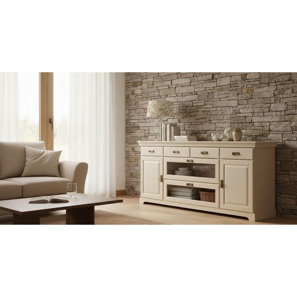 Sideboard Otto Home "RüGen", Kaschmir, B:180Cm H:85Cm T:40Cm, Massivholz, Sideboards, Sideboard, Kommode Aus Massiver Kiefer, Fsc, Breite 145 Oder 180 Cm-image