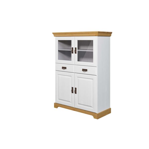 Highboard Otto Home "RüGen", Weiß (Weiß, Honig), B:95Cm H:130Cm T:40Cm, Massivholz, Sideboards, Highboard, Vitrine Im Landhausstil, Zertifiziertes Massivholz, HöHe 131 Cm-image