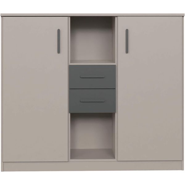 Highboard Wimex "Bahamas, Inkl. 2 Schubladen In Absatzdekor, Breite: 122Cm", Saharagrau, Absetzung Grafit, B:122Cm H:105Cm T:41Cm, Spanplatte, Sideboards, Highboard, Passend Zur Jugendzimmer-Serie Bahamas-image