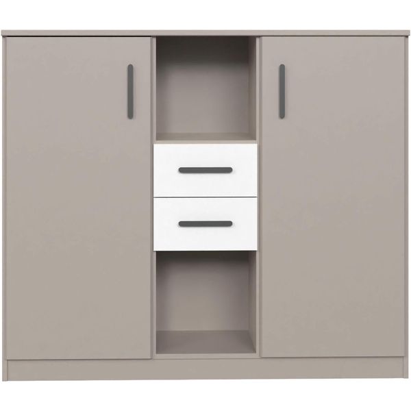 Highboard Wimex "Bahamas, Inkl. 2 Schubladen In Absatzdekor, Breite: 122Cm", Saharagrau, Absetzung Weiß, B:122Cm H:105Cm T:41Cm, Spanplatte, Sideboards, Highboard, Passend Zur Jugendzimmer-Serie Bahamas-image