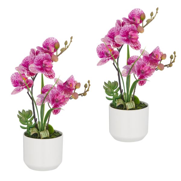 Kunstorchidee Creativ green "Orchidee Phalaenopsis", Pink (Pink, Creme), H:30Cm, Kunststoff, Kunstpflanzen, Mit Real-Touch-BlüTen-image