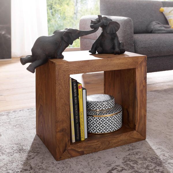 Finebuy Massivholz Sheesham Standregal BüCherregal Regal 44X44X33Cm Cube-image