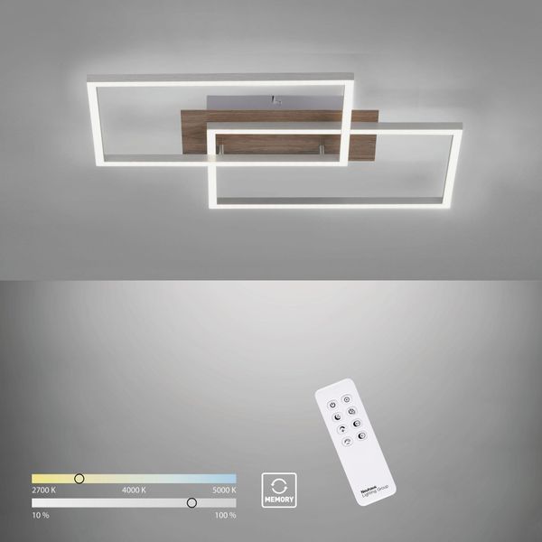 Just Light Led Deckenleuchte "Iven", Braun (Holzfarben), 2, 1 Stk., Leuchten, Dimmbar üBer Fernbedienung, Led Deckenleuchte-image