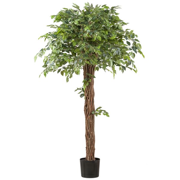 Kunstpflanze Creativ Green "Ficus Benjamina", GrüN, H:175Cm, Kunststoff, Kunstpflanzen, Kunstpflanze, Mit Lianenartigem Stamm-image