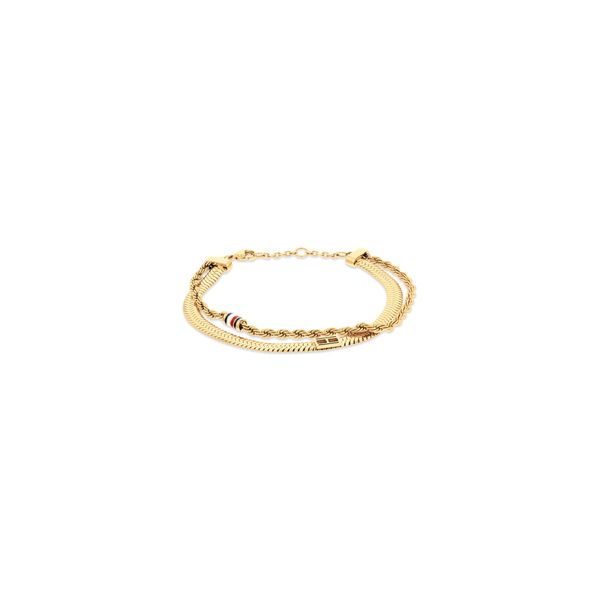 Armkette Tommy Hilfiger "Layered Set", Gelbgoldfarben, Blau, Weiß, Rot, ArmbäNder, Damen, 19Cm, Edelstahl, Armkette-image