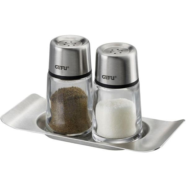Salz- / Pfefferstreuer Gefu "Brunch Set", Transparent, B:5,3Cm H:6,9Cm, GewüRzstreuer, Stilvolles, Modernes Design Aus Hochwertigem Edelstahl Und Glas-image