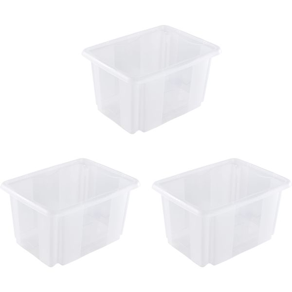 Aufbewahrungsbox Keeeper "Emil, 3Er Set, 15 L, 38 X 28,5 X 20,5 Cm", Transparent, B:38Cm H:20,5Cm T:28,5Cm, Kunststoff, Aufbewahrungsboxen, Aufbewahrungsbox, Ineinander Und Aufeinander Stapelbar-image