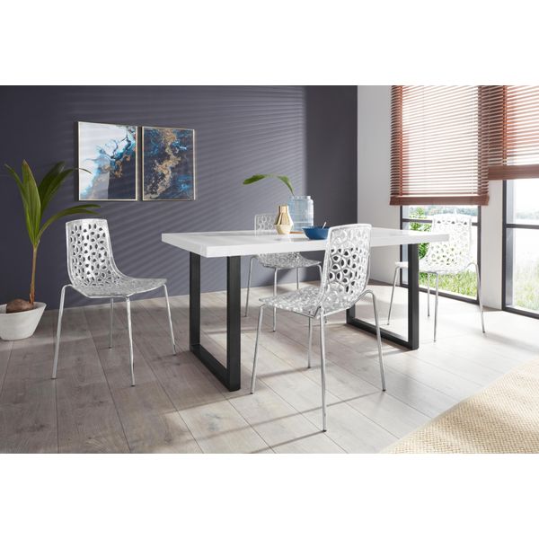 Esstisch Paroli "Manger", Schwarz (Schwarz, Weiß), B:180Cm H:75Cm T:90Cm, Tische, Rechteckiger Esstisch Esstisch, Breite 180 Cm, Mit U-Gestell Aus Metall In Schwarz-image