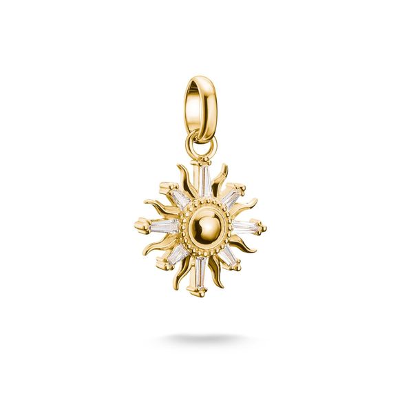 Charm Sonne Thomas Sabo "Charm Sonnenzauber Mit Zirkonia - Connect", Gold (Gelbgoldfarben, Kristallweiß, Kristallweiß), Charms, Damen, Silber 925 (Recycelt), Mit Zirkonia (Synth.)-image