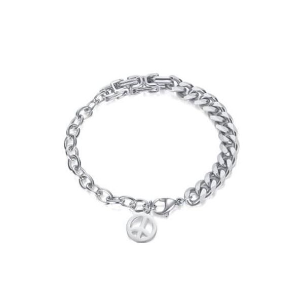Edelstahlarmband Firetti "Schmuck Geschenk Peace, Frieden", Silber (Edelstahlfarben), ArmbäNder, Damen, 20Cm, Edelstahl, Edelstahlarmband-image
