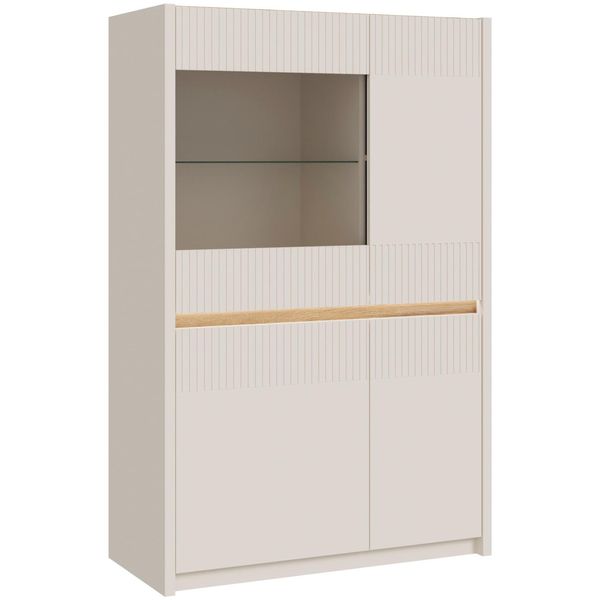 Vitrine Forte "Oak Squere Highboard, Soft-Close, GlatüRe", Mauvella Eiche, Sand, B:95,3Cm H:146,7Cm T:41,5Cm, Holzwerkstoff, SchräNke, Vitrine, B/H/T 95,3/146,7/41,5 Cm, Beleuchtung, Softclose-image